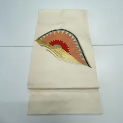 名古屋帯 帯 アイボリー 扇面文様 金糸 古典柄 上品 0901-4-E1