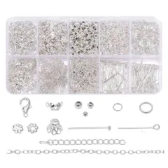 HappyHome アクセサリー金具 822個セット カニカン マルカン 9ピン ボールチップ つぶし玉 専用ケース付き DIY 手芸 手作りアクセサリー 基礎パーツ (シルバー)ym 8df12aa1