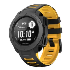 NotoCity Garmin Instinct バンド シリコン 交換用腕時計バンド Garmin Instinct 2/ Solar/Tactical対応 (ブラックイエロー)