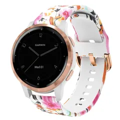 ViCRiOR バンド Garmin Vivoactive 4S 40mm / Venu 2S スマートウォッチ対応 18mm クイックリリース ソフトシリコン 色あせないパターン プリント 花柄交換用バンド Garmin Vivomove 3S [フラワー]