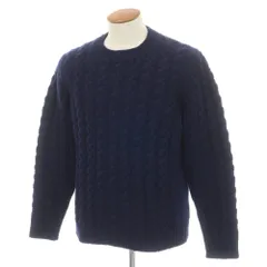 【中古】グライ GRAY ウール クルーネック ケーブル編み プルオーバーニット ネイビー【サイズ48】【メンズ】