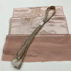 ［9060］帯締め 帯揚げ セット 草花破れ地紙 金銀糸 ぼかし 正絹 着物 帯絞め