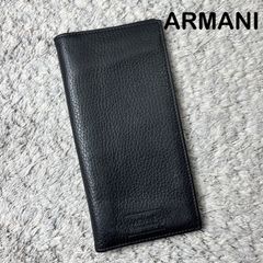 ARMANI COLLEZIONI アルマーニ コレツィオーニ 長財布 レザー シボ革 ブラック