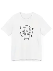 新品　送料無料 ゆるい線画キャラクタープリント T シャツ 可愛い系 癒し系 ポップ カジュアル サブカル ストリート シンプル 遊び心のあるデザイン デイリーコーデにぴったり 柔らかい着心地