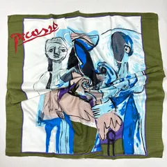 ☆PICASSO "女と子供たち" モチーフ タイシルクスカーフ