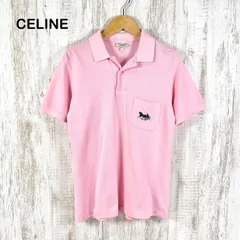 CELINE セリーヌ 馬車ロゴ刺繍 ポケット 半袖ポロシャツ ピンク