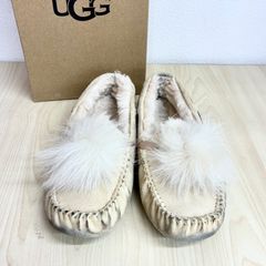 【アグ UGG】⚫︎モカシンシューズ ファー 靴 ローファー 24 ライトピンク×ホワイト ⭐︎