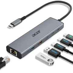 【新品】 Acer USB C 有線LANアダプター 6-in-1 タイプC ハブ 10Gbps USB-A & USB-C LAN 1000Mbps