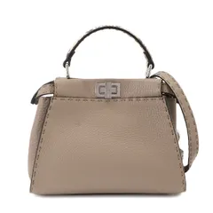 未使用 展示品 フェンディ FENDI セレリア ミニ ピーカブー 2way ハンド ショルダー バッグ レザー パイソン グレー 8BN244 90337921