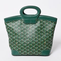 GOYARD ゴヤール BELUGA PM ベルーガPM ハンドバッグ コーティングキャンバス ヘリンボーン レザー グリーン シルバー金具 美品 中古 4a007166
