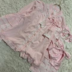 《良品》ヴィンテージ ワンピース XL リボン フリル 可愛い シャツ レース
