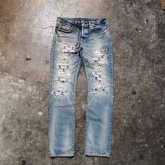HYSTERIC GLAMOUR × matermind JAPAN スカル ダメージ加工スタッズデニム w30 ヒステリックグラマー マスターマインドジャパン