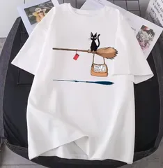 ラスト1点　魔女の宅急便　黒猫ジジ　半袖Tシャツ　レディース　女性　白　ホワイト　Mサイズ