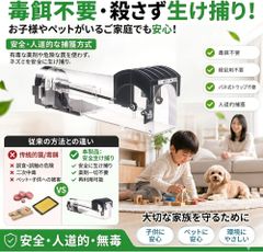 ネズミ捕り 生け捕りねずみ 捕獲器 踏み板式 透明ケース 水洗い 再利用可能 屋内外用 無毒無害 簡単設置