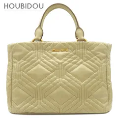 ミュウミュウ MIU MIU 2WAYバッグ ヴィッテロ シャイン トート レザー ベージュ ゴールド金具 ハンドバッグ ショルダー  RN0928 【保存袋】【中古】