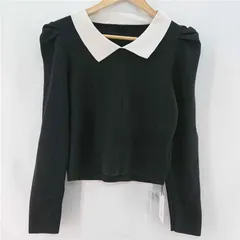 ◇ Θ グレイル GRL dr598 配色カラーニットトップス 長袖 ブラック系 Mサイズ レディース E  【1606090050773】