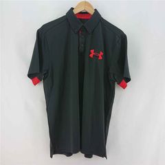 ◇ ⊂ アンダーアーマー UNDER ARMOUR ポロシャツ フロントロゴ 半袖 ブラック系 メンズ LGサイズ E 【1606090050735】