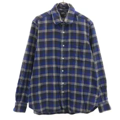 SHIPS シップス USA製 チェック柄 長袖 ネルシャツ L ブルー メンズ 古着