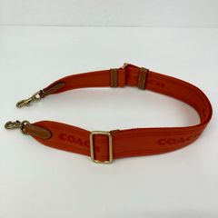 美品 COACH/コーチ ショルダーストラップ オレンジ CK547 M2392 ロゴ入り バッグ用ストラップ 単品 ゴールド金具[OM04071]