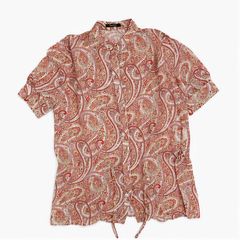 Aquascutum ペイズリー 半袖シャツ 3S ピンク