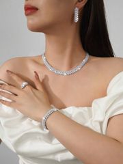 ジュエリー レディース セット 5点セット ネックレス ピアス ブレスレット リングセット 女性用、デイリーウェア、外出、パーティー、結婚式、フェスティバル、集まり