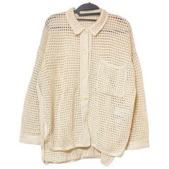  【美品】JOURNAL STANDARD ジャーナルスタンダード　メッシュカーディガン　襟付き　ベージュ　レディース　M 人気完売　軽めアウター　ゆったり【C490】
