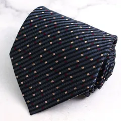 リキエル・オム ブランド ネクタイ  ストライプ柄 スクエアドット シルク 日本製 PO メンズ ネイビー RYKIEL HOMME 【中古】