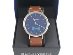KK　未使用　シャルルホーゲル　Charles Vogele 　腕時計　M-3 series　V0720.S04　クォーツ　レザーベルト　ネイビー×ブラウン　送料無料