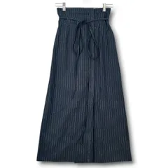 AMERI アメリ MEDI WRAP LIKE WIDE WAIST SKIRT ロングスカート ラップ風 巻きスカート ストライプ柄 ネイビー 紺 サイズS レディース 通年 ゴーゴー古着マルイ北千住店 22 No.2882