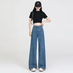 バックリボンデニムパンツ デニムパンツ  未使用 ストレート ハイウエスト ステッチデザイン フリル付き 後ろ姿映え ボトムス パンツ 着回し力抜群 ロング レディースジーンズ 長ズボン ファッション 20代 30代 40代 xkxiaoz157