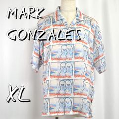 상태매우좋음 Mark Gonzalesマークゴンザレス 総柄オープンカラー半袖シャツ 超オーバーサイズ ALL OVER PRINT OPEN COLLAR S/S SHIRT XL 白ホワイト 헌 옷 중고 배송비 무료