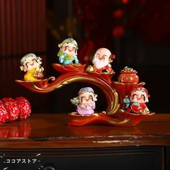 五福神 置物 オブジェ 可愛い 5個セット  樹脂素材 玄関 リビング インテリア 玄関 オフィス  風水 縁起物 贈り物 プレゼント 運 開運  可愛い