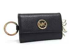 ■美品■ MICHAEL KORS マイケルコース レザー キーリング付き 6連 キーケース 鍵入れ レディース メンズ ブラック系 DP9529