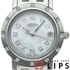 エルメス クリッパーナクレ レディース時計 12Pダイヤベゼル ダイヤブレス CL4.230 箱 SS レディース時計 ホワイトシ