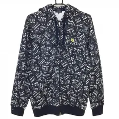 パーリーゲイツ ジップパーカー ネイビー×白 ロゴ総柄 ダブルジップ メンズ 5(L) ゴルフウェア PEARLY GATES