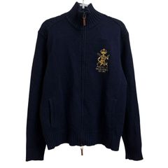 Polo By Ralph Lauren】エンブレム刺繍 ジップアップニット ジャケット