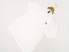 定価\1,690 メンズ 訳あり未使用品 アディダス adidas  半袖 クルーネック Tシャツ スポーツ JO XL相当 ホワイト/ブルー ブランドロゴ  中古