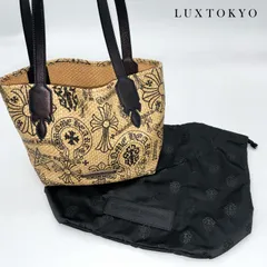 CHROME HEARTS クロムハーツ ビーチ スモール トートバッグ ストロー レザー ベージュ ブラック ★美品★ ★保存袋★