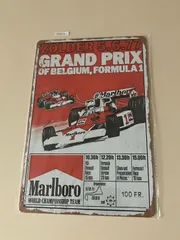 F1 ベルギーグランプリ 1977年 ブリキ看板 ウォールデコ メタルサインプレート レトロ ビンテージ風 アンティーク調 アメリカン雑貨