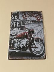 ルート66 クラシック モーターバイク ブリキ看板 メタルサインプレート アンティーク アメリカン雑貨 ウォールデコ レトロ ビンテージ加工