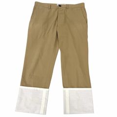 【ドンドン見直し】美品□LOEWE ロエベ H2182870IB アンクル丈 レザーパッチ フィッシャーマンパンツ チノパンツ 44 イタリア製 正規品