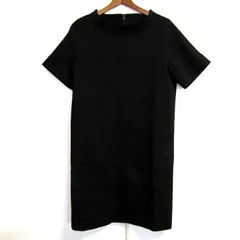 レリアン ワンピース 半袖 ウール混 ストレッチ ブランド トップス 日本製 黒 レディース 11サイズ ブラック Leilian 【中古】