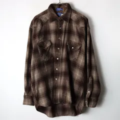 メキシコ製 PENDLETON ペンドルトン ネルシャツ ウールシャツ オンブレ チェック ブラウン XL/ 古着 ヴィンテージ