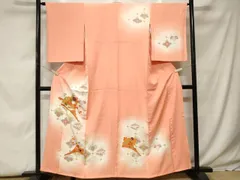 平和屋着物■訪問着　駒刺繍　檜垣花文　向かい鳥　暈し染め　金彩　正絹　逸品　CABF9978ev