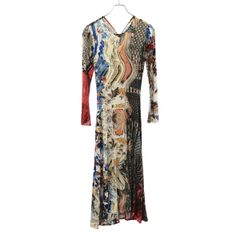 Marine Serre マリーン セル Multicolor Fluid Dress プリントギャザーワンピース ミックスカラー 38