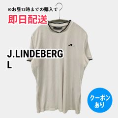 J.LINDEBERG Tシャツ/カットソー L ホワイト ワンポイント ブランドロゴ ミドル丈 半袖 メンズ レディース