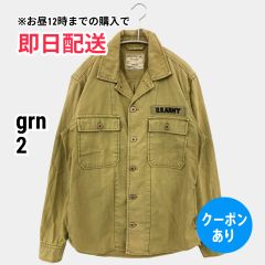 grn ジーアールエヌ シャツ/ブラウス 2 カーキ コットン 無地 ミドル丈 長袖 オープンカラー ワンポイント メンズ
