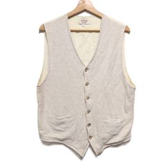 Mitsumine ミツミネ リネン混 ベスト メンズ ベージュ Ｌサイズ