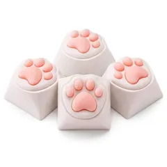【新品】 キーキャップ 猫 肉球 4個セット ぷにぷに シリコン ピンク キーボード カスタム Cherry MX軸 互換 PBT ゲーミング 飾り かわいい