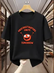 【大きいサイズ】メンズ Tシャツ 100% 遅延主義者が集まる明日楽しみのプリント ラウンドネック 半袖 Tシャツ 快適 カジュアル 半袖 Tシャツ 夏
